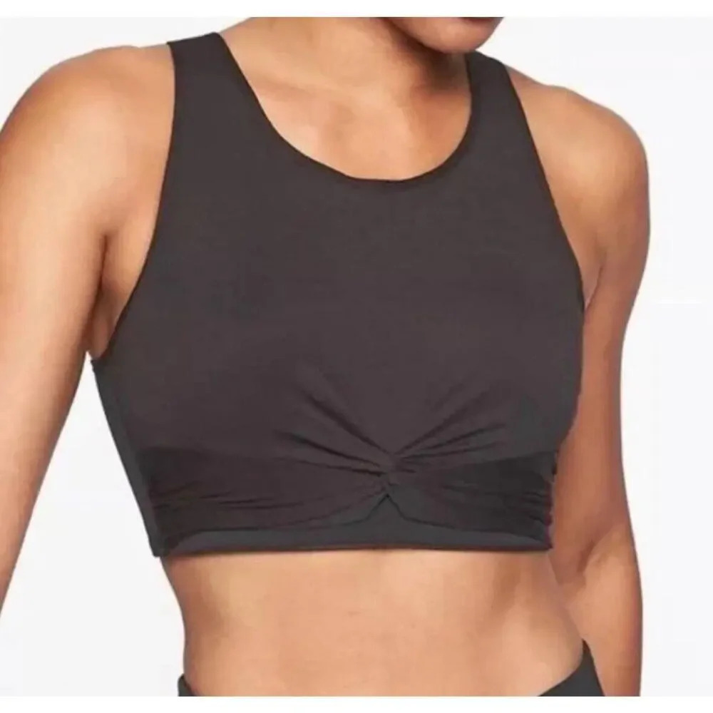 Athleta Women Black Twist Front Crop Top Athletic Top Size Medium T0999